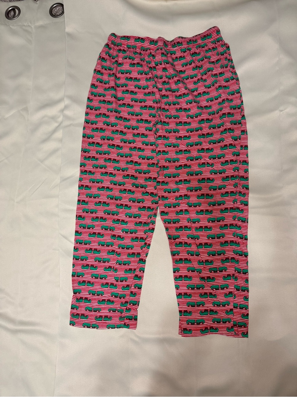 Joe Boxer Pink and Green Elf shoe Print Pajama Pants
